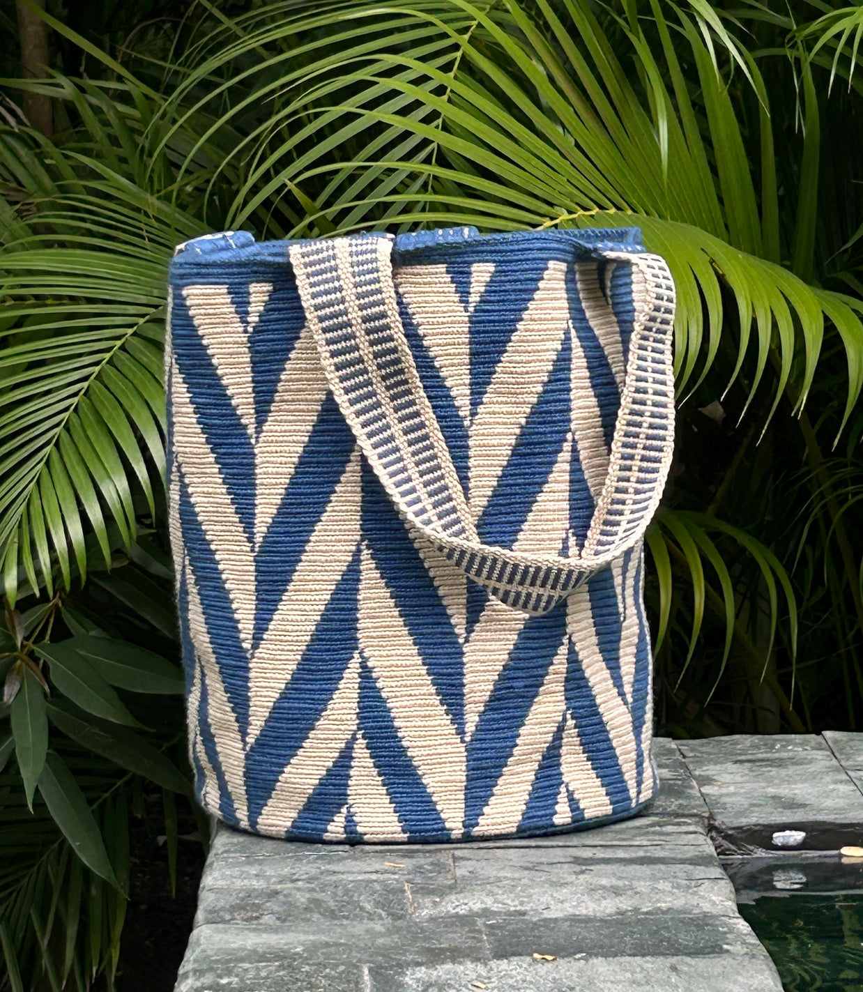 Mayra Blue Herringbone Backpack