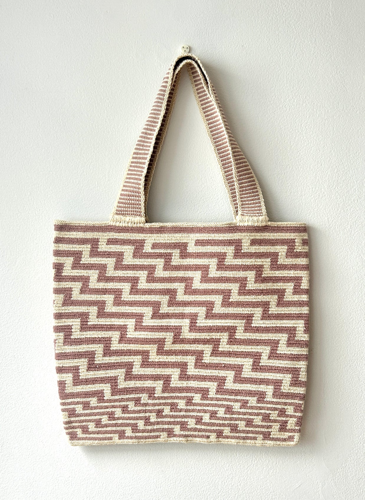 Tote Artesanal Funda PC Zigzag Rosa