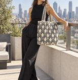 AMPMsis Wayuu Handwoven Tote Bag – Black & Cream Chevron Wave
