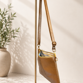 AMPMsis Original Mini Leather Crossbody Bag – Gold Tone – Soft Finish - Bogota Crafted