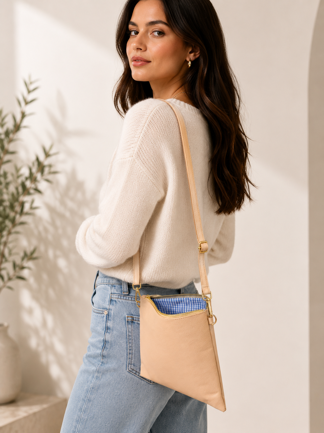 AMPMsis Original Mini Leather Crossbody Bag – Nude (Beige) – Soft Finish - Bogota Crafted