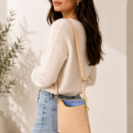 AMPMsis Original Mini Leather Crossbody Bag – Nude (Beige) – Soft Finish - Bogota Crafted