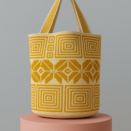 Ninfa Wayuu Mochilon Bag – Neutral Floral & Geometric Handwoven Bag