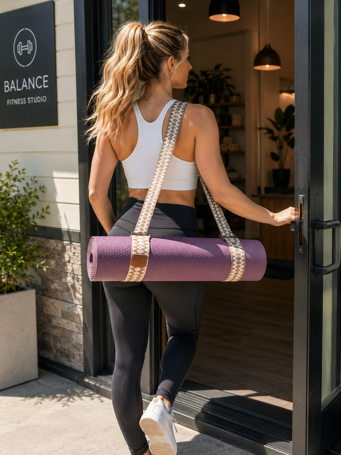 Crimson Ember Handwoven Yoga Mat Strap
