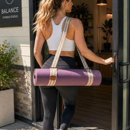Crimson Ember Handwoven Yoga Mat Strap