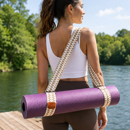 Silver Echo Handwoven Yoga Mat Strap