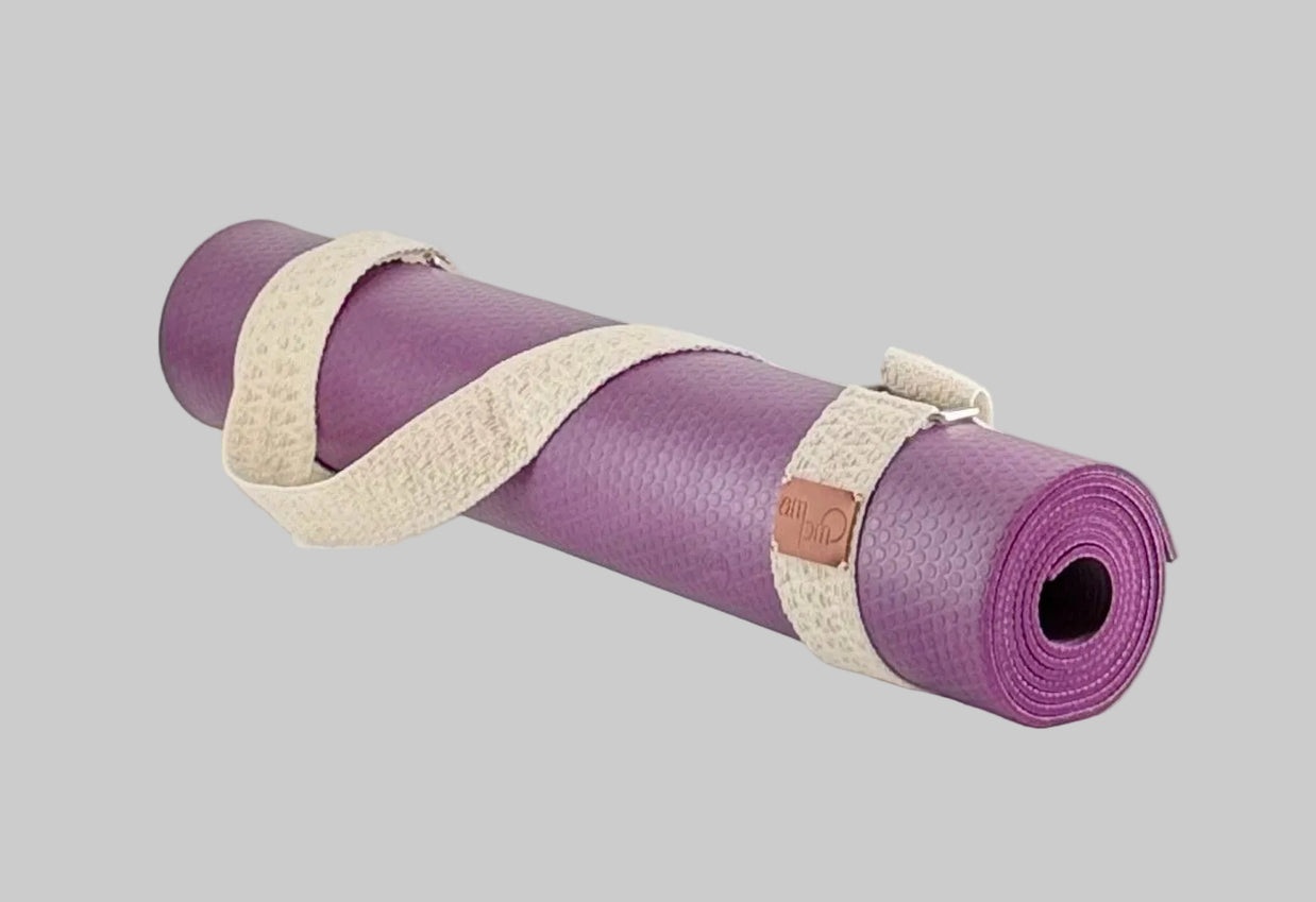 Antique Sand Solid Handwoven Yoga Mat Strap