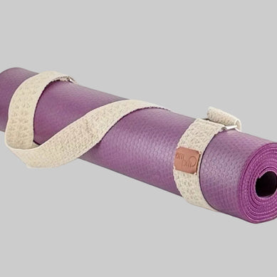 Antique Sand Solid Handwoven Yoga Mat Strap
