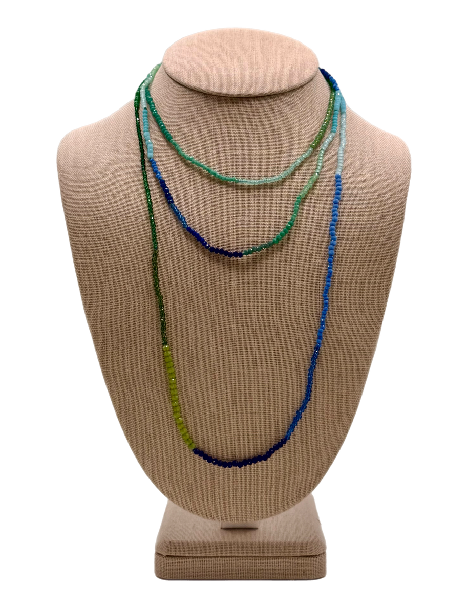 Verdant Wave Short Botanical Necklace - Green/Earth Tones
