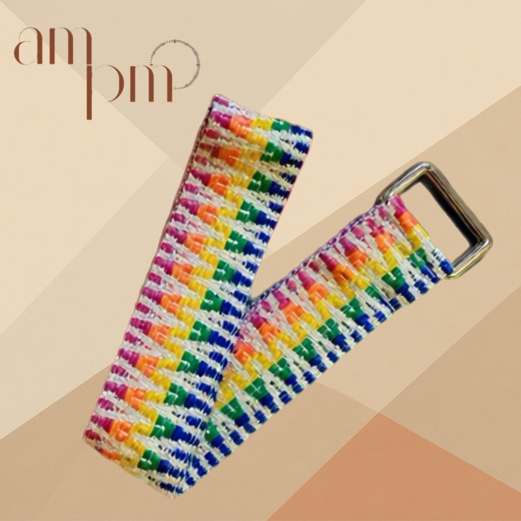 Handwoven Multicolor Yoga Mat Strap Carrier Adjustable Artisan Crafted By Colombian Artisans