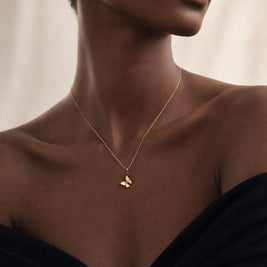 Double Butterfly Pendant Jewelry Necklace – 24k Gold Plated