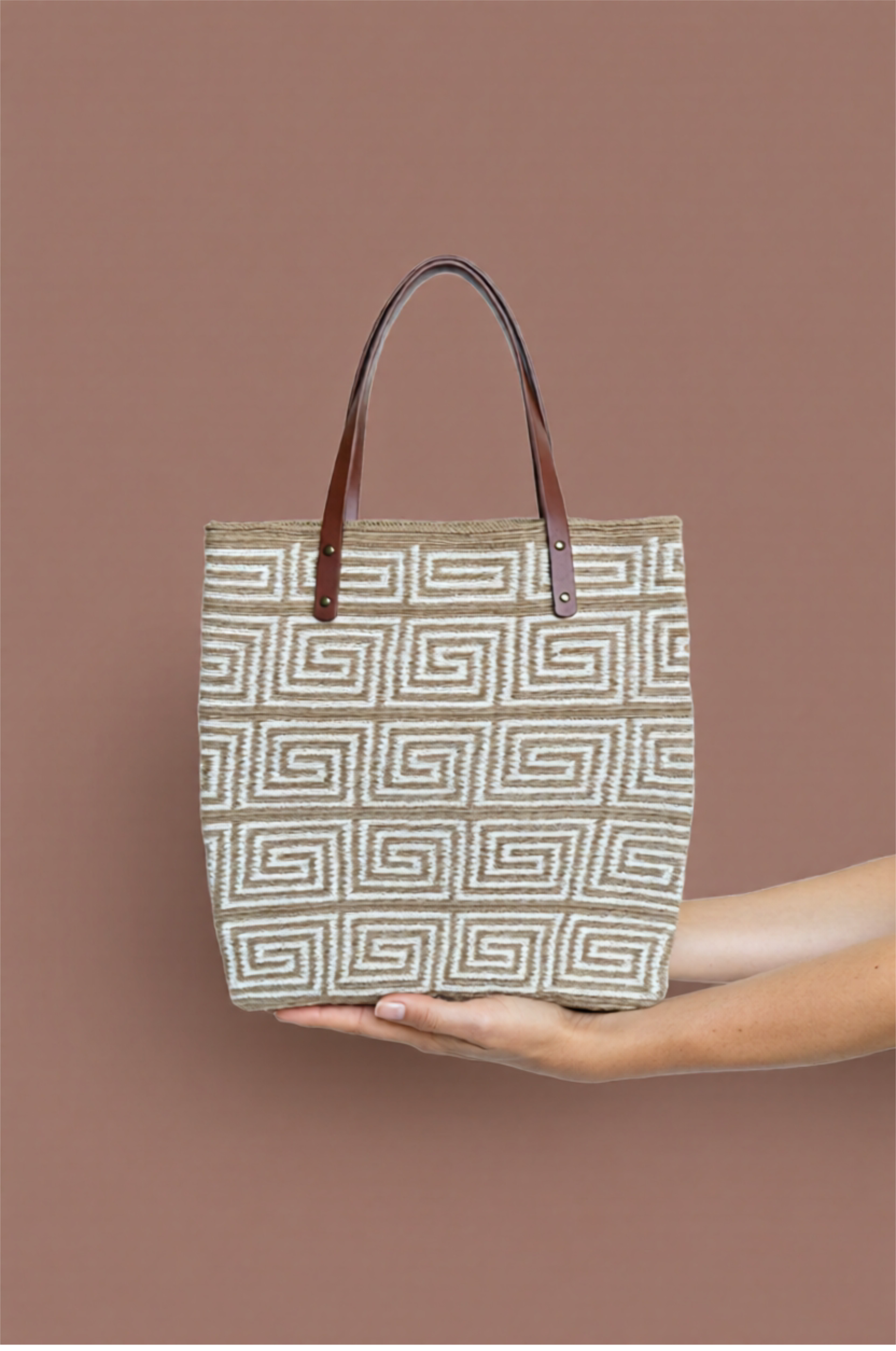 Handwoven & Leather Tote Bag Crochet Style For Work And Travel Lightweight Durable Artisan Crafted