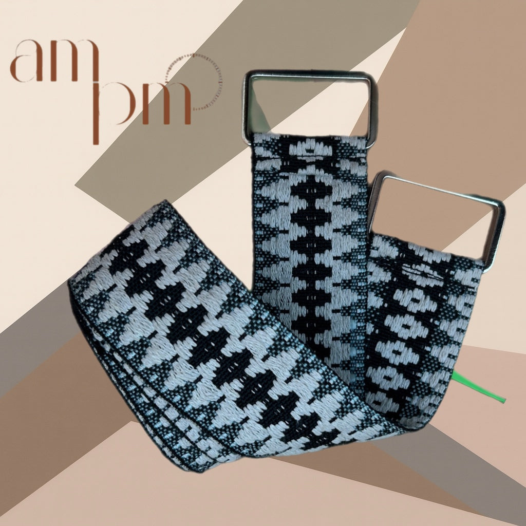 Handwoven Black and Gray Yoga Mat Strap Adjustable Carrier By Colombian Artisans