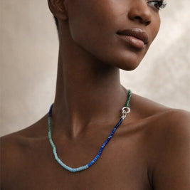 Riverbend Wave Short Jewelry Necklace (Blue/Green)