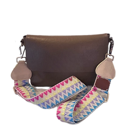 Hand-Knitted Wayuu Bag Strap - Adjustable Artisan Accessory with Genuine Leather Finish