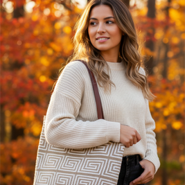 Handwoven & Leather Tote Bag Crochet Style For Work And Travel Lightweight Durable Artisan Crafted
