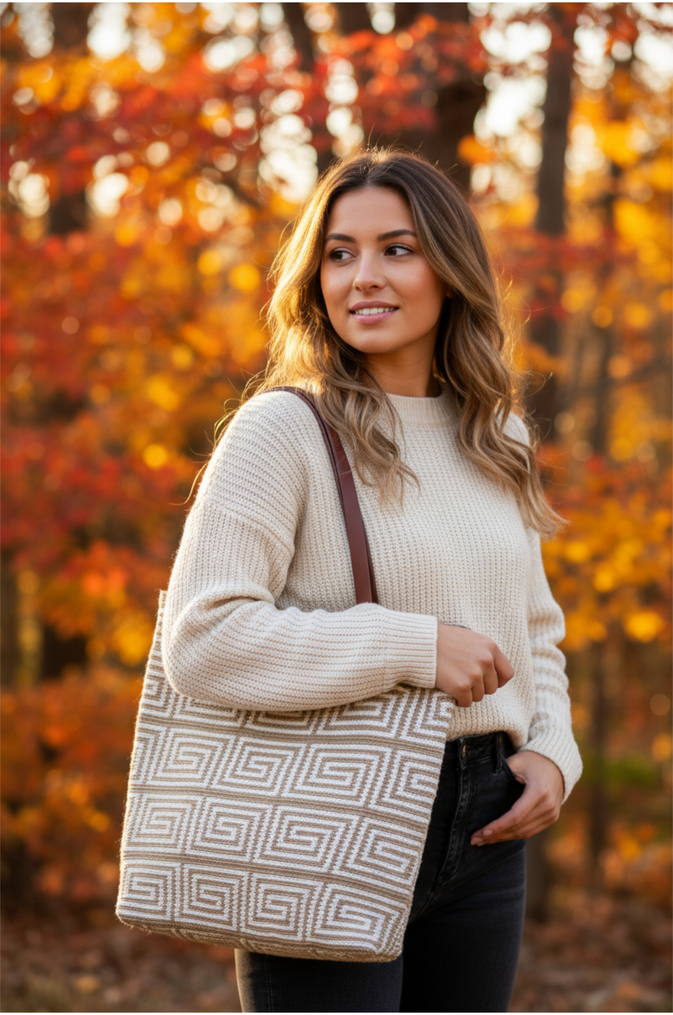Handwoven & Leather Tote Bag Crochet Style For Work And Travel Lightweight Durable Artisan Crafted