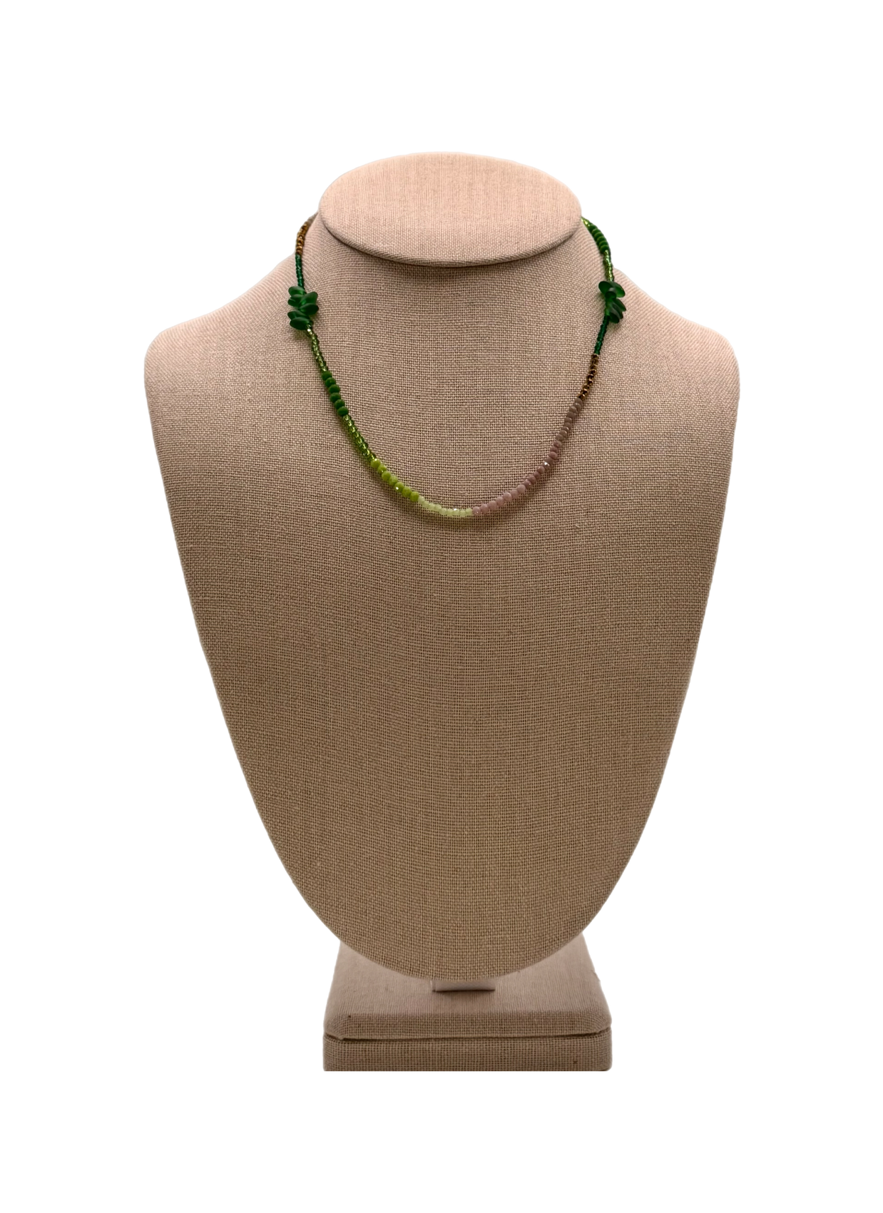 Verdant Wave Short Botanical Jewelry Necklace - Green/Earth Tones