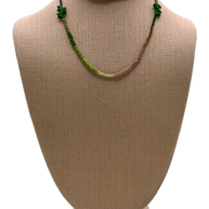 Verdant Wave Short Botanical Necklace - Green/Earth Tones