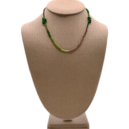 Verdant Wave Short Botanical Jewelry Necklace - Green/Earth Tones