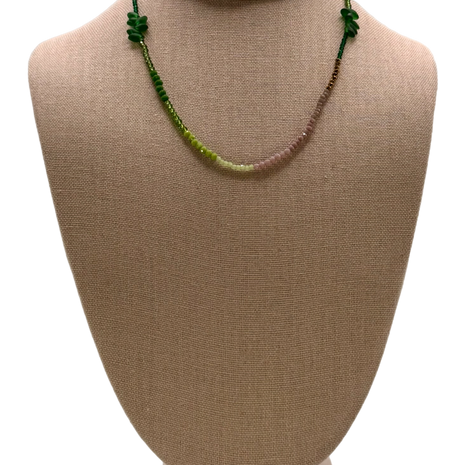 Verdant Wave Short Botanical Jewelry Necklace - Green/Earth Tones