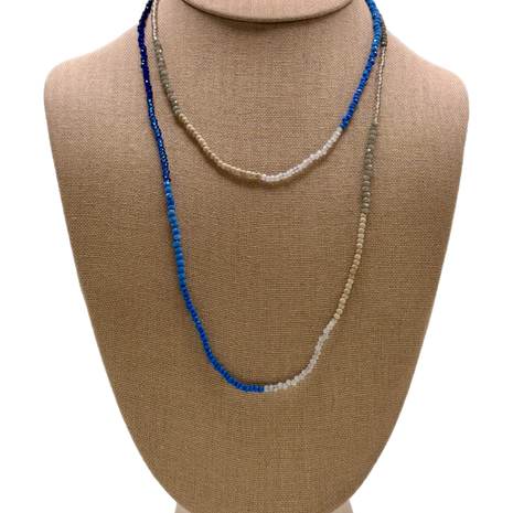 Riverbend Wave long Jewelry Necklace (Blue/Grey)