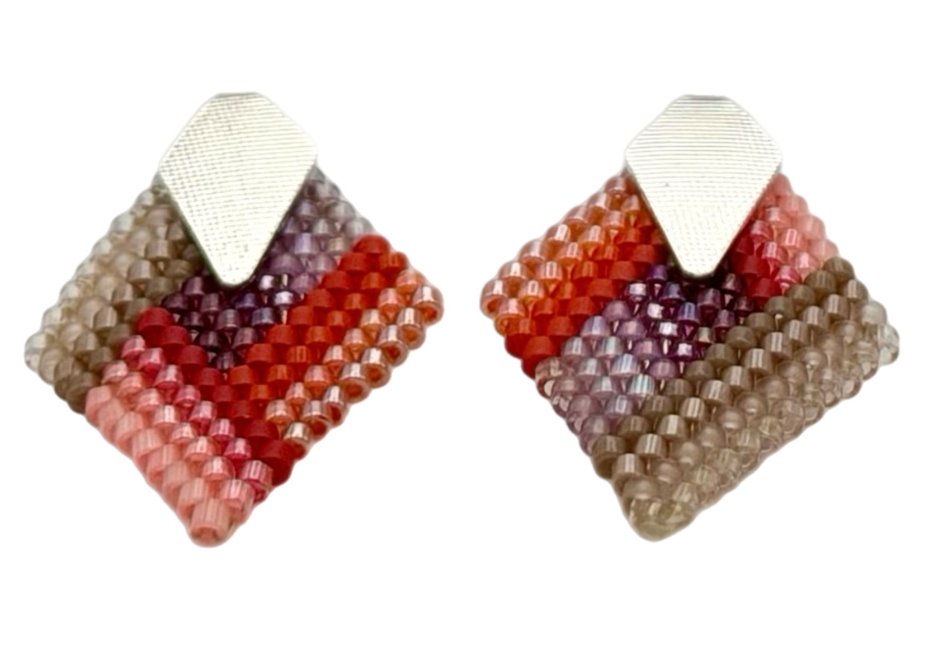 Step-Edge Geo Stud Earrings (Pink/Purple)