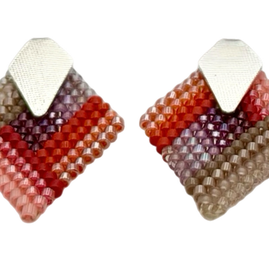 Step-Edge Geo Stud Earrings (Pink/Purple)