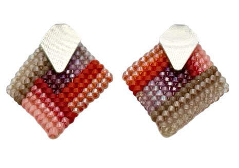 Step-Edge Geo Stud Earrings (Pink/Purple)