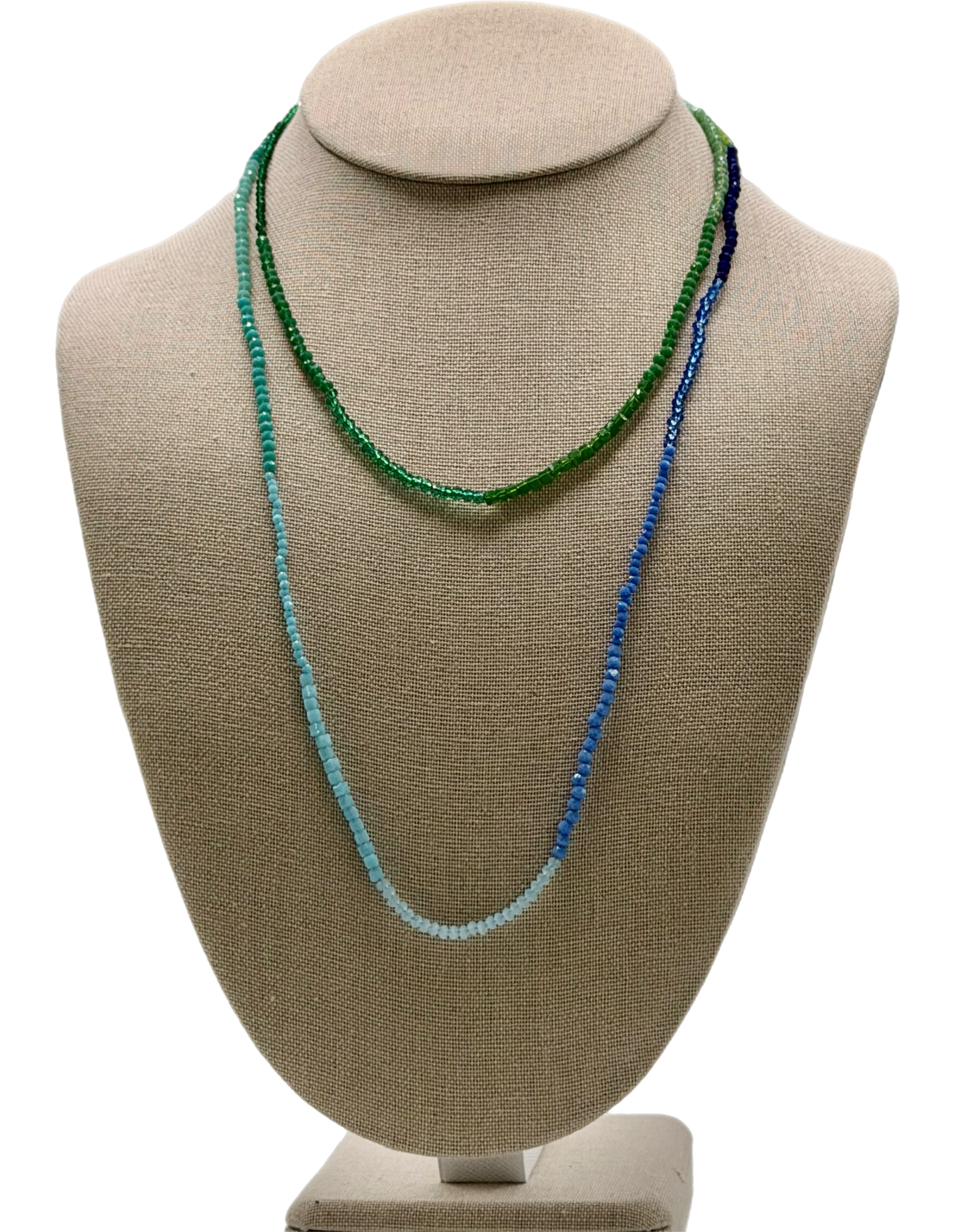 Verdant Wave Long Necklace (Blue/Green)