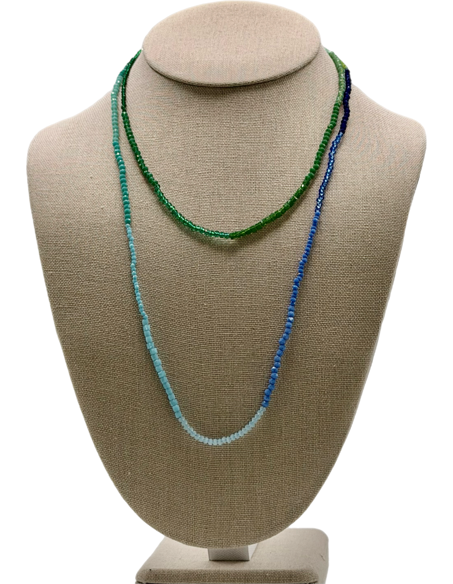 Verdant Wave Long Necklace (Blue/Green)