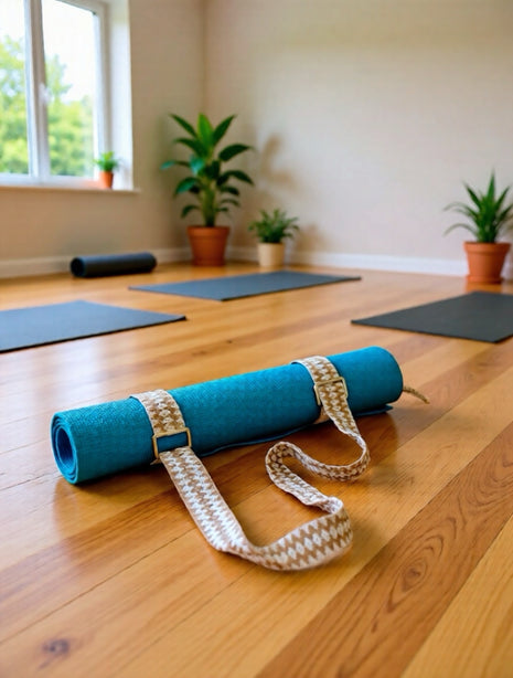 Tawa Handwoven Yoga Mat Strap – Adjustable Mat Carrier (Black & White)