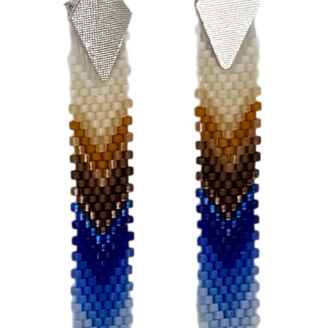 Tropical Feather Dangle Jewelry Earrings (Blue/Brown/Beige)