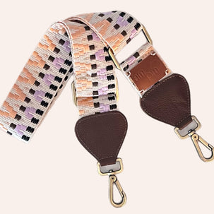 Wayuu Handwoven Zigzag Bag Strap - Adjustable with Brown Genuine Leather