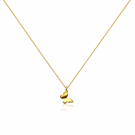 Double Butterfly Pendant Jewelry Necklace – 24k Gold Plated