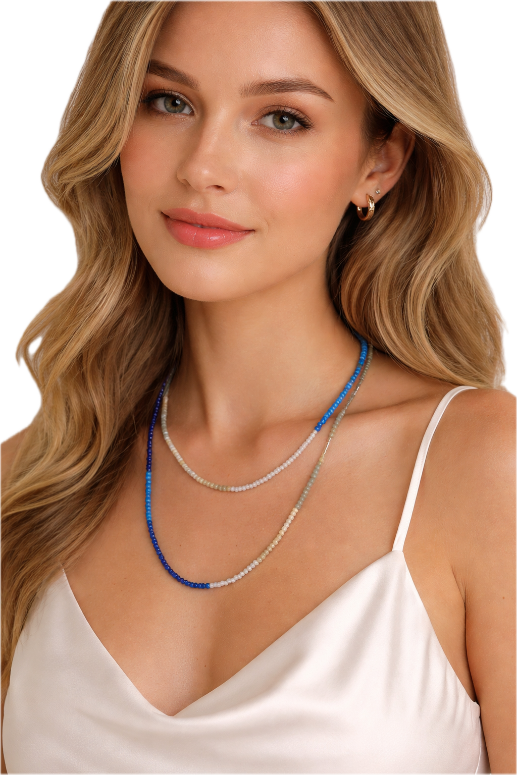 Riverbend Wave Short Jewelry Necklace (Blue/Green)