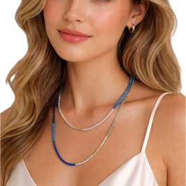 Riverbend Wave Short Jewelry Necklace (Blue/Green)