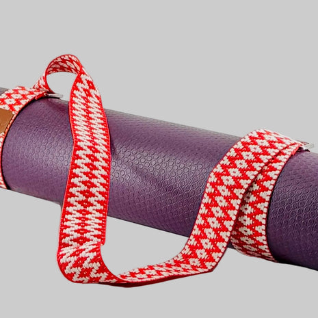 Crimson Ember Handwoven Yoga Mat Strap