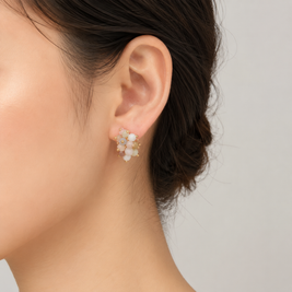 Earthy Cloud & Mint Artisan Cluster Studs – Sterling Silver & Gemstone1