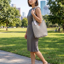Gray Handwoven Plain Tote Bag – Colombian Artisan Tote | Everyday Shoulder Tote for Work & Travel