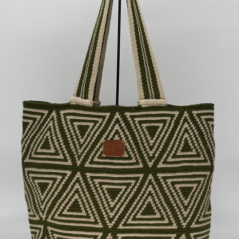Green Handwoven Large Tote – Handmade Colombian Tote Bag | Everyday Carry, Durable & Lightweight