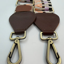 Wayuu Handwoven Zigzag Bag Strap - Adjustable with Brown Genuine Leather