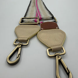 Wayuu Handwoven Gray Diamonds Bag Strap - Adjustable with Off-White Genuine Leather