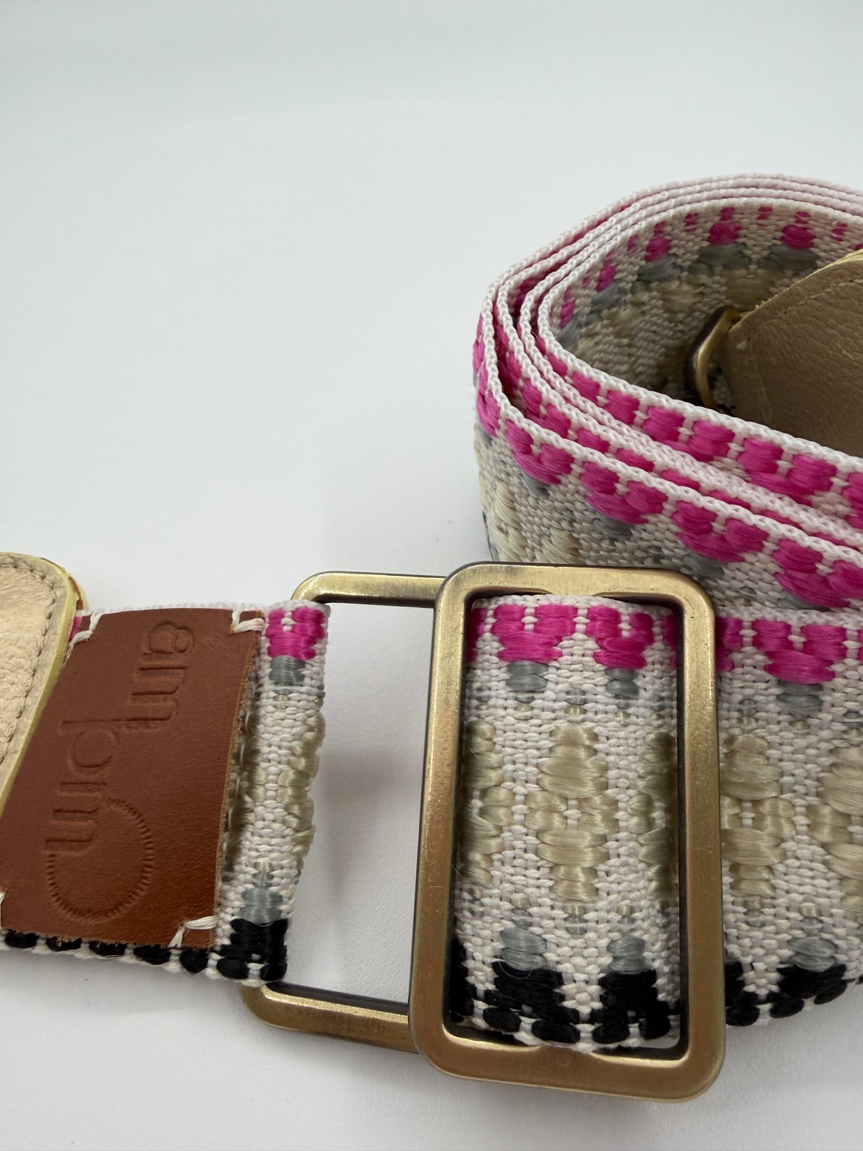 Wayuu Handwoven Gray Diamonds Bag Strap - Adjustable with Off-White Genuine Leather