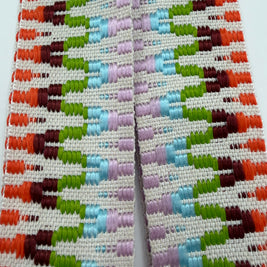 Wayuu Handwoven Multicolor Zigzag Bag Strap - Adjustable with Brown Genuine Leather