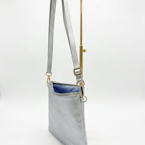 AMPMsis Original Mini Leather Crossbody Bag – Metallic Silver – Soft Finish - Bogota Crafted