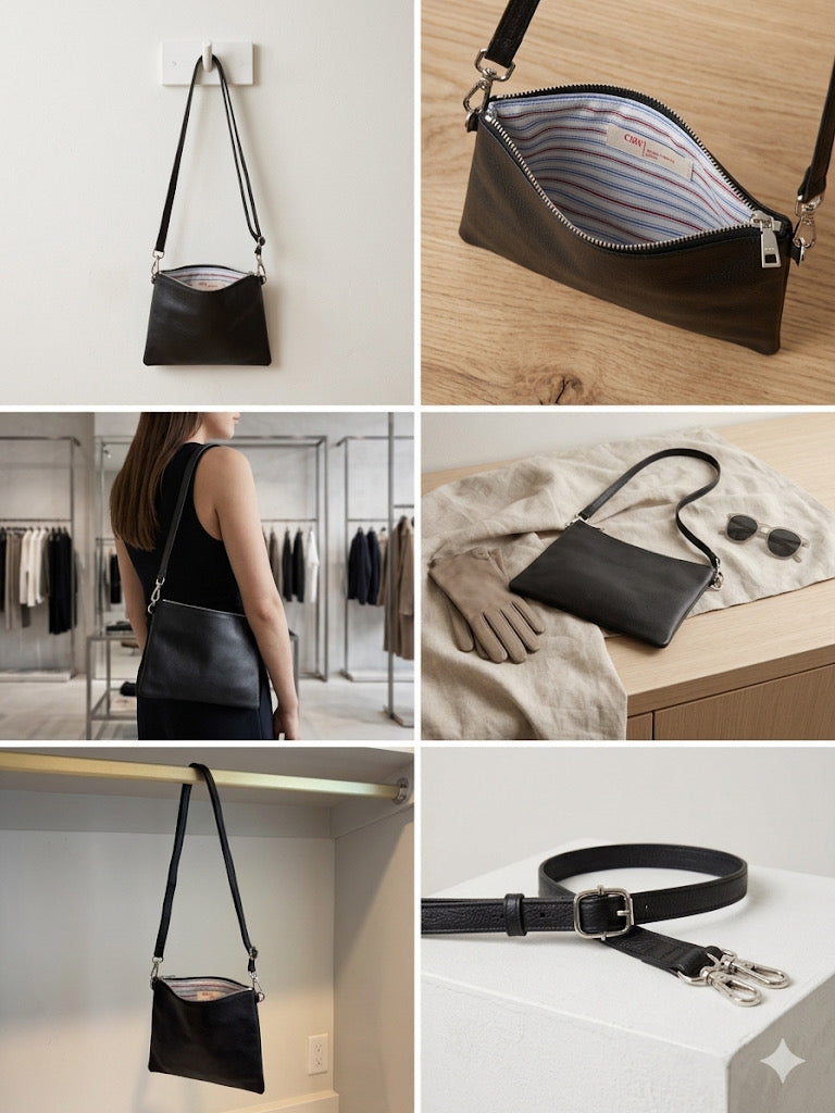AMPMsis Original Mini Leather Crossbody Bag – Black – Soft Finish - Bogota Crafted