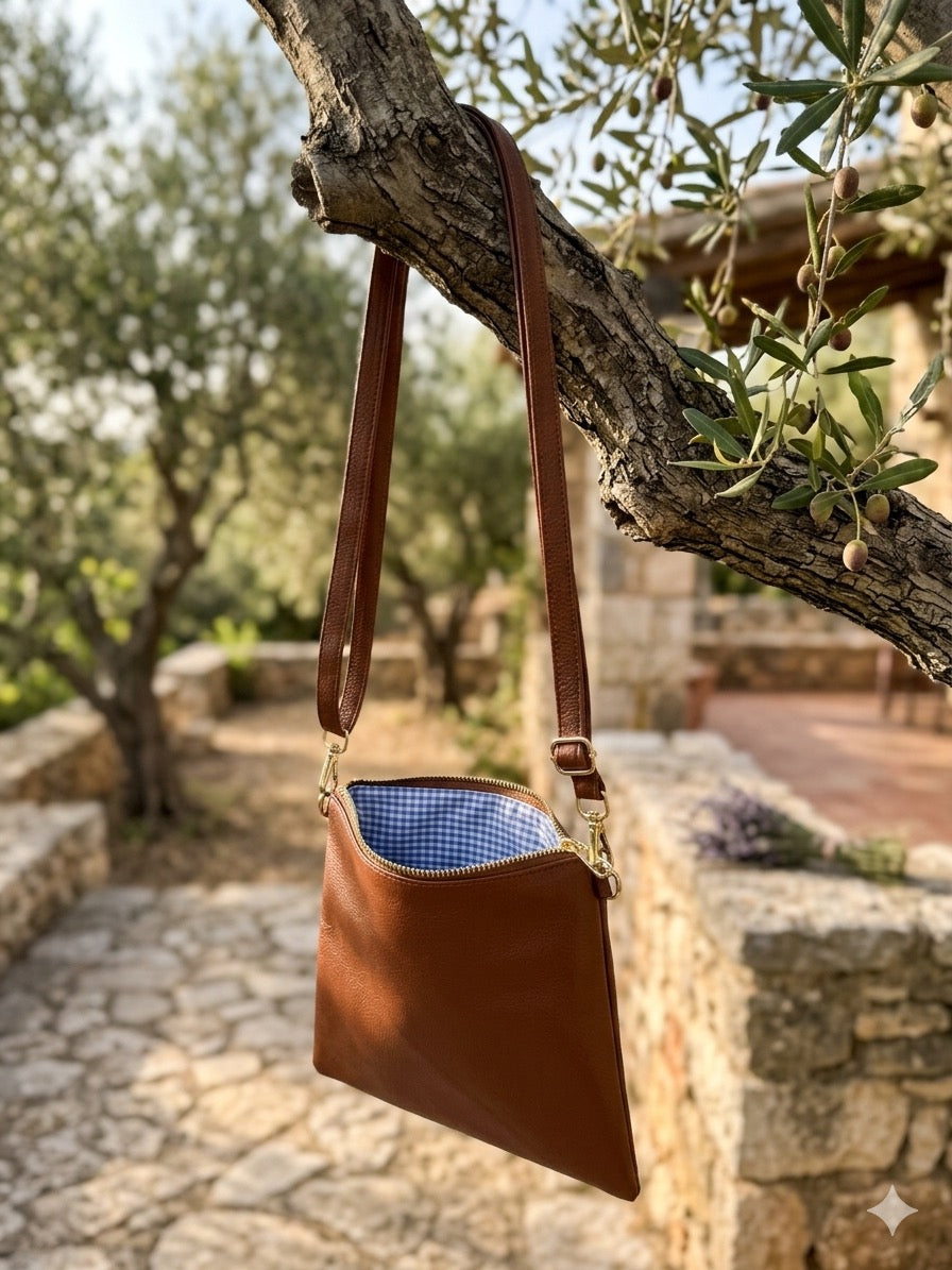 Tan Honey Mini Leather Crossbody Bag