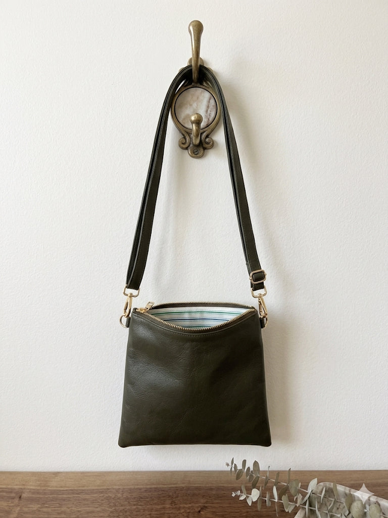 AMPMsis Original Mini Leather Crossbody Bag – Olive Green –  Soft Finish - Bogota Crafted