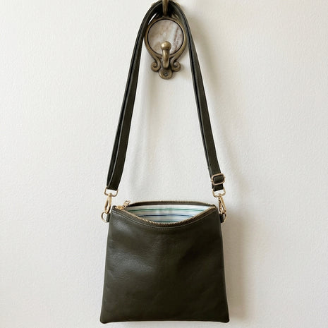 AMPMsis Original Mini Leather Crossbody Bag – Olive Green –  Soft Finish - Bogota Crafted